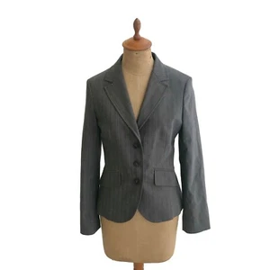 Blazer Benetton Hecho en Rumania Mujer Gris Rayas A Medida Chaqueta Ajustada 40 - Imagen 1 de 5