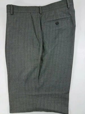 Pantalones de vestir de poliéster Alan River frente plano gris espiga para hombre 36 x 32  Foto 1 de 4