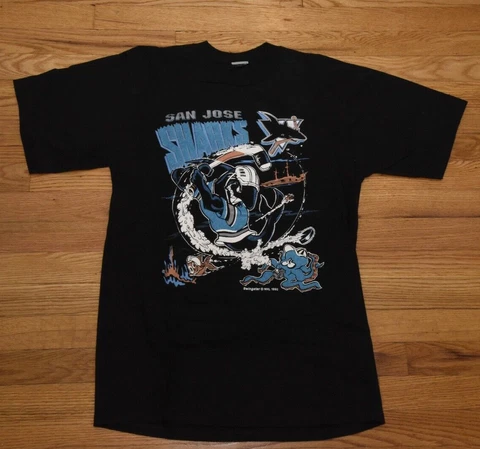 Vintage San Jose Sharks 1992 90s NHL T Shirt , Size ? No Tag Cover