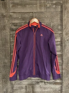 Adidas Windbreaker Track Jacket Full Zip Purple Girls Size XL 13-14 GUC - Picture 1 of 13