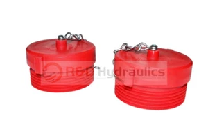 2pk Fire Hydrant Adapter Plug and Chain 2-1/2" NST(M) Polycarbonate Red - Picture 1 of 5