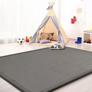 Krabbelmatte Babyzimmer Teppich Spielmatte Kinder Unifarben Rutschfest Flauschig - Bild 1 von 49