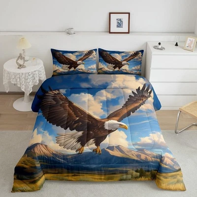 Conjunto de edredom Eagle tamanho King 3D animal impresso edredom para meninos meninas adolescentes... - Imagem 1 de 4