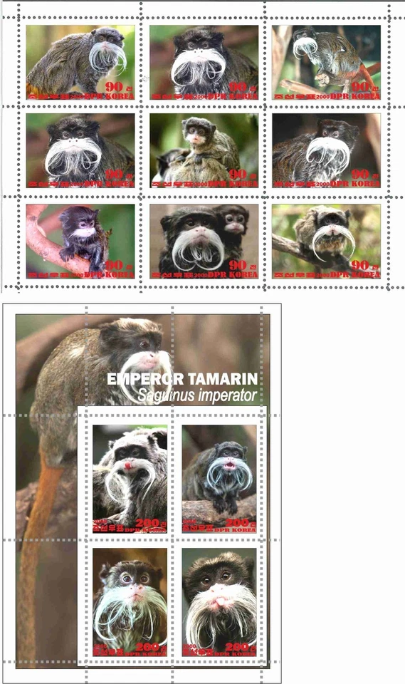 Stamp sheet+block Emperor Tamarin 2020 Korea issue Monkeys - Image 1 of 1