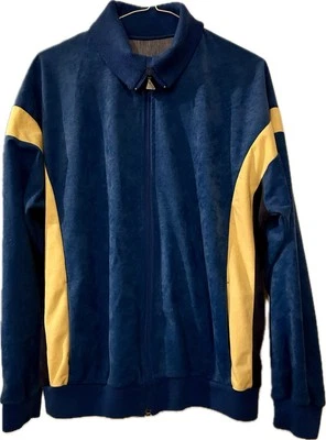 VINTAGE 1980S ST MICHAEL SPORTS BLUE ZIP UP TOP JACKET 1985 RETRO M&S  - Image 1 of 4