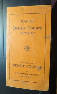 EARLY MAP OF BENZIE COUNTY BY Standard Map Co folding with cover - Picture 1 of 4