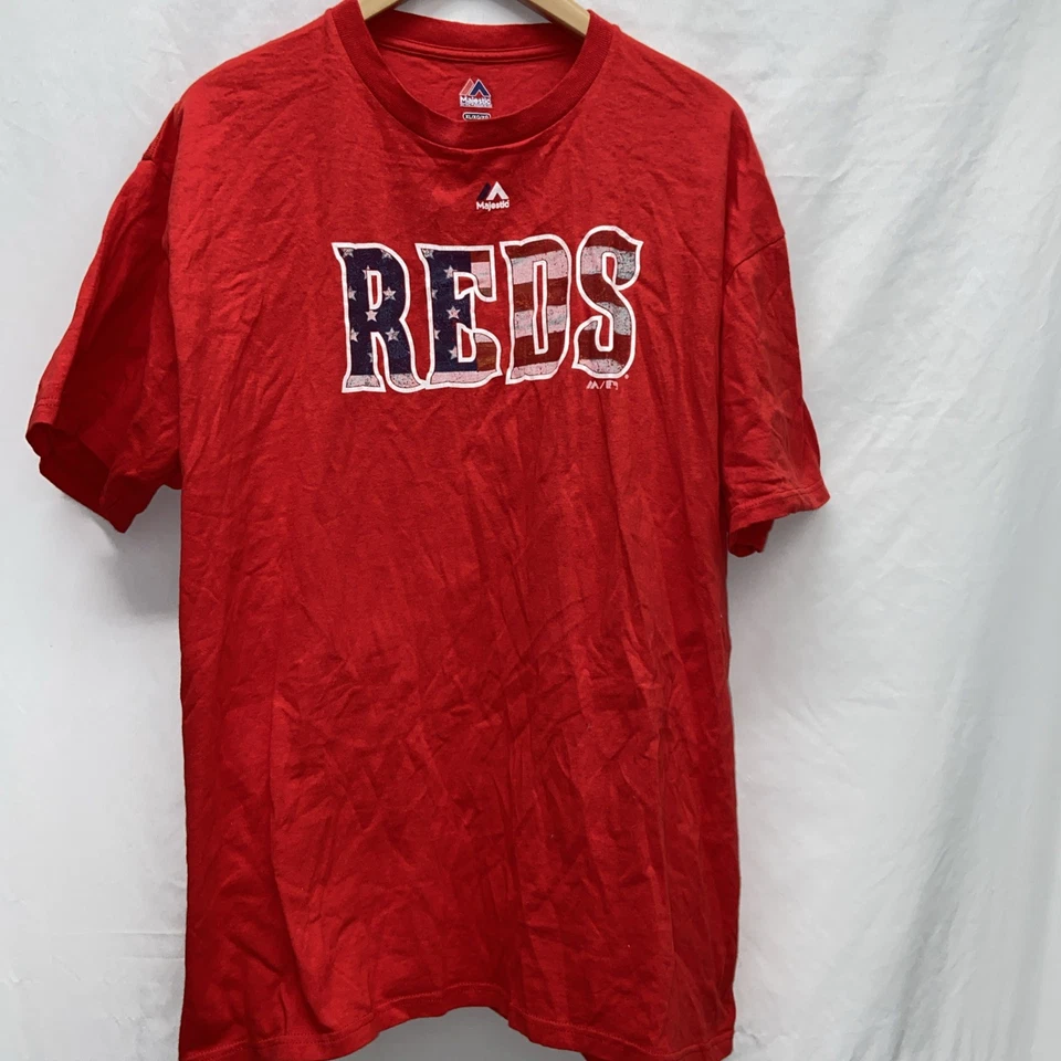 Camiseta MLB Cincinnati Reds Majestic bandeira americana tamanho XL L14  - Imagem 1 de 4