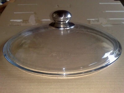 PYREX Glas Topf-/ Pfannendeckel 3T klar, rund 28cm. Edelstahlgriff - Bild 1 von 3