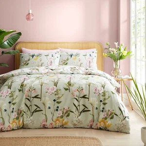 Funda nórdica reversible RHS exótica floral 100 % algodón 200 TC ropa de cama verde - Imagen 1 de 12