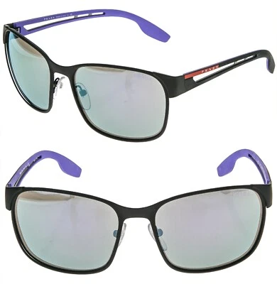 Матовые черные сиреневые резиновые зеркальные спортивные солнцезащитные очки PRADA 52T LINEA ROSSA PS52TS - Изображение 1 из 4