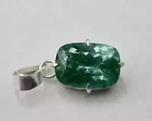 Ciondolo in argento massiccio 925 taglio cuscino zaffiro verde naturale 26 ct... - Foto 1 di 6