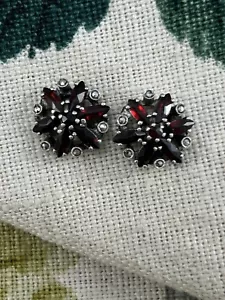 Pendientes de plata 925 vintage granate y MARCASITA - Imagen 1 de 11
