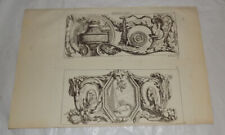 c1771 Antique Print/ORNATE FLORAL AND SNAKE DESIGNS