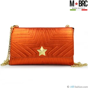 M*BRC design Massimo Braccialini orange metallized leather clutch bag purse - Picture 1 of 8