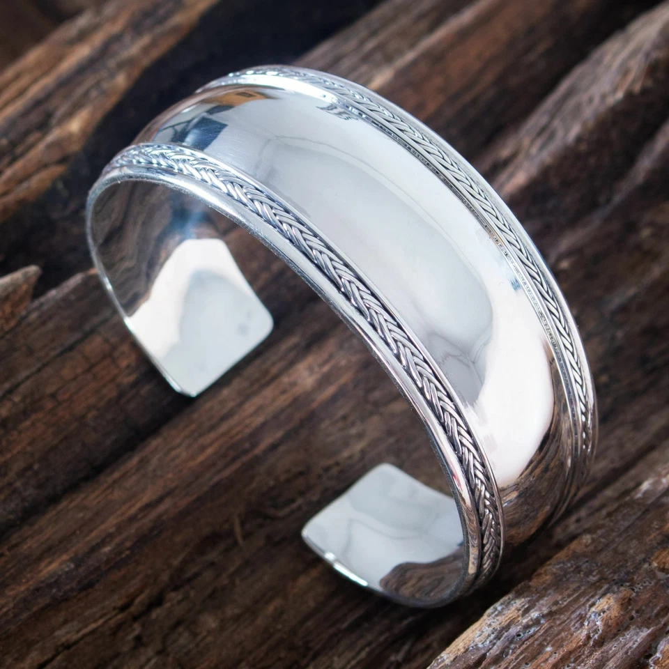 925 Silber Armreif Armspange Wikinger Armschmuck Damen Herren Kelten breit offen - Bild 1 von 4