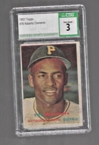 1957 Topps #76  Roberto Clemente  - CSG Graded 3 - Picture 1 of 2