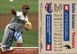 Carlos Carrasco Signed 2007 Grandstand Clearwater Threshers RC Card Auto AU