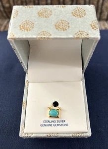 Shivam 925 Silver Necklace  Pendant 14k Gold Plated With Turquoise Stone NIB - Picture 1 of 12