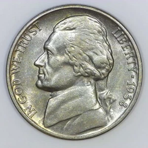 ~VINTAGE AMERICAN NICKEL~ 1938-D Jefferson Nickels 5c BU e086 - Picture 1 of 2