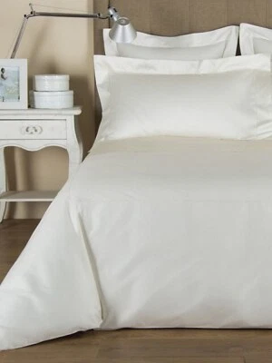 $640 FRETTE SINGLE AJOUR HEMSTITCHED COTTON SATEEN KING DUVET COVER MILK ITALY - Image 1 of 4