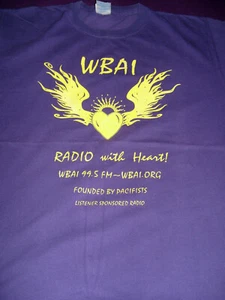 WBAI Radio With Heart Silk-screened T-Shirt, Adult Size Medium, Sidney Smith NYC - Picture 1 of 2