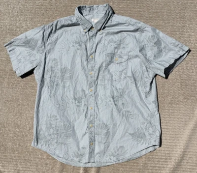 Merona Men Short Sleeve Blue Floral Palm Trees Oxford w/ Pockets- 2XL - Image 1 of 4