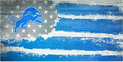 Detroit Lions "Flag Themed" Wood Signs 6"x12" Cover