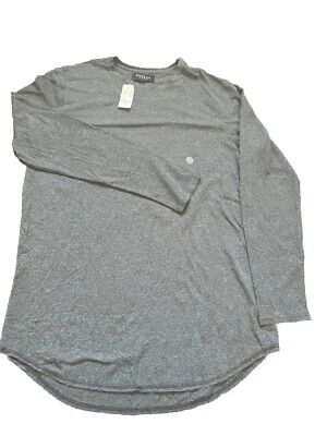 New PacSun Mens Heather Navy Blue Scallop Hem Long Sleeve Shirt Medium Foto 1 de 2