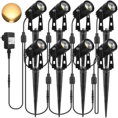 8er LED Gartenstrahler mit Erdspieß set Scheinwerfer IP65 Garten Außenstrahler - Bild 1 von 4