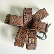 Vintage Tooled Leather Belt Loop Findings Napkin Rings Western Craft Cowboy Lot