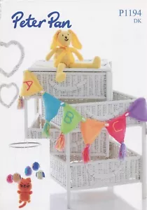 Peter Pan DK Knitting Pattern #P1194 Bird Mobile, Toy Rabbit, Bunting - Picture 1 of 2