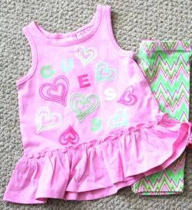 Guess Jeans Swing Top Shorts Girl's 12 M 2 Pc Pink NWT - Picture 1 of 1