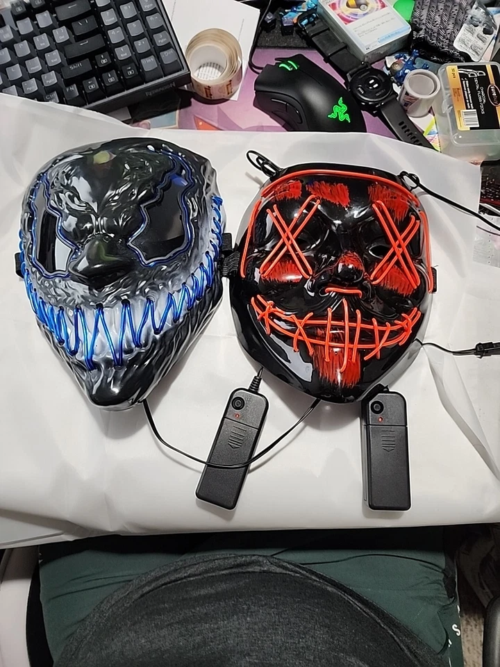 Dos Halloween La Purga Máscara Cosplay LED Alambre Iluminar Festival Fiestas Disfraz Foto 1 de 4