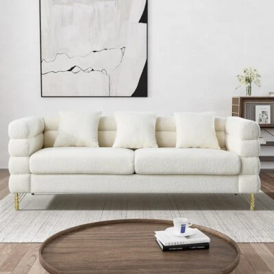 OUYESSIR-HOME Modern Teddy 3 Seater Upholstered Sofa Comfy Deep Seat Couch for Living Room