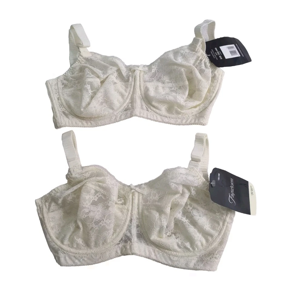Sujetador de encaje crema FAYREFORM talla 12D paquete de 2 nuevos con etiquetas precio de venta sugerido por el fabricante $39,95 cada uno  Foto 1 de 4