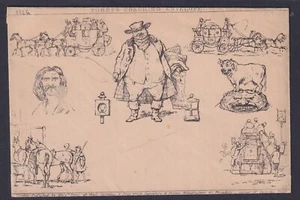 Great Britain, Fores No. 6 Coaching Mulready Caricature Envelope unused - Picture 1 of 2