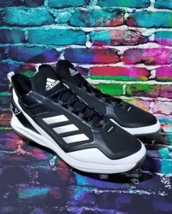 Adidas Mens Icon 7 Boost Black White Metal Baseball Cleats FY4178 Size 12.5 - Picture 1 of 12