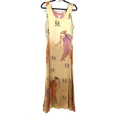 Citron Santa Monica Scoop Neck Midi Dress Womens Sz L Egyptian Print Sleeveless - Image 1 of 4