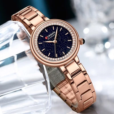 Curren Luxury relógios analógicos femininos relógio de quartzo feminino pulso de aço inoxidável - Imagem 1 de 4