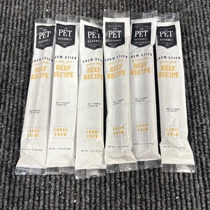 Lot Of 6 Pet Gourmet Beef Recipe LARGE Chew Sticks 1.4oz ea. Bark Box Treats - Picture 1 of 5