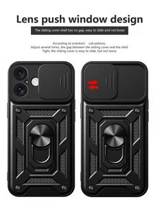 For iPhone 16,17, And Samsung S25 Case Phone Cover Shockproof Stand Black - Picture 1 of 7