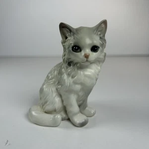 LEFTON Kitty Cat Figurine Fluffy White Persian Kitten 1513 Japan Size 3” Vintage - Picture 1 of 8