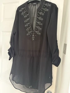 Next Size 16 Pretty Ladies Black Beaded Cover Up - Picture 1 of 3