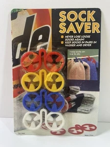 NOS Vintage Package of Tide Set of 12 Multi-Colored Plastic Sock Savers Sealed - Picture 1 of 20