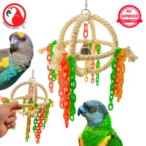 Bonka Bird Toys 1590 Sisal Orbit Globe Natural Perch Tug Play Parrot Cage Toy - Picture 1 of 7