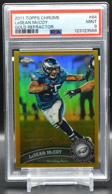 2011 LeSean McCoy Topps Chrome Base Gold Refractor 19/50 Card #64 PSA 9 Mint - Image 1 of 2