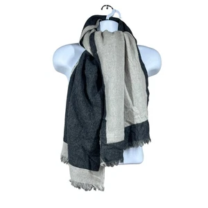 Cozy Hand Knit Cashmere Wool Scarf 70"x18" Rectangular Wrap Fringe Nepal Made - Picture 1 of 5