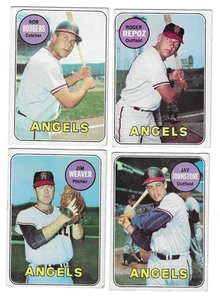 1969 TOPPS, JAY JOHNSTONE, ROGER REPOZ, JIM WEAVER, BOB RODGERS, CALIF. ANGELS - Picture 1 of 9