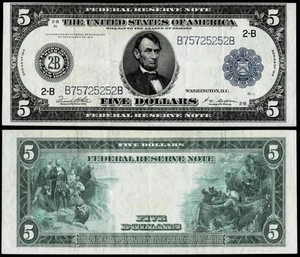 1914 $5 Federal Reserve Large Size Note ~NEW YORK ~VERY FINE - Picture 1 of 1
