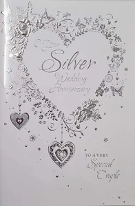 On Your Silver 25th Wedding Anniversary Card To A Special Couple Congratulations - Picture 1 of 2